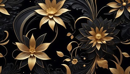 Elegant Black and Gold Floral Design Pattern