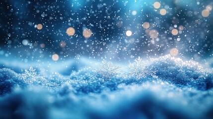 Obraz premium Dancing Snowflakes and Blue Skies in Winter Wonderland