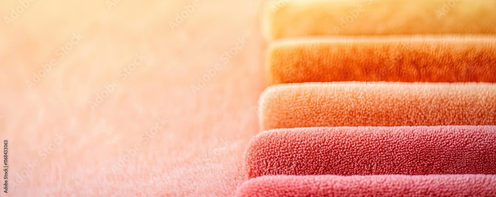 Poster Velvet abstract background concept. A vibrant array of colorful fabric rolls showcasing soft textures and smooth gradients.