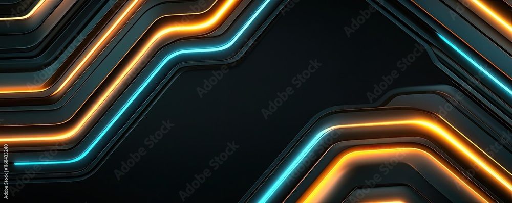 Poster Chalkboard abstract background idea. Abstract design featuring glowing lines in vibrant colors on a dark background.