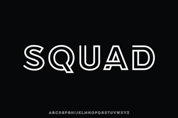 Modern abstract unique outline alphabet display font vector illustration