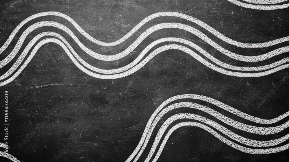 Aufkleber Chalkboard abstract background idea. Abstract blackboard design with white chalk lines creating a wavy pattern.