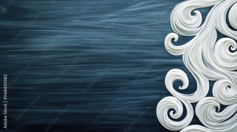 Poster Chalkboard abstract background idea. Abstract background featuring swirling white lines on a dark blue canvas.
