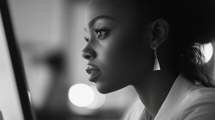 Stylish African-American Woman With Hoop Earrings