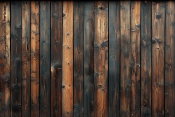 Rustic wooden wall with vertical planks and natural wood grain in warm brown tones

