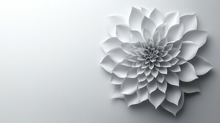 Elegant white paper flower on light grey background.