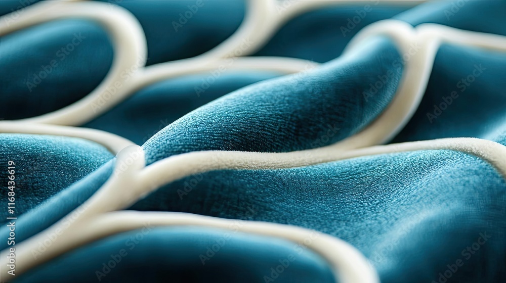 Poster velvet abstract background concept. a close-up view of luxurious teal fabric with elegant patterns a