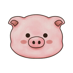 Cute pig watercolor painting