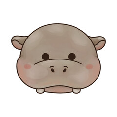 Cute hippopotamus watercolor painting