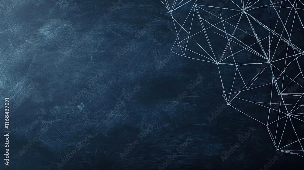 Poster Chalkboard abstract background idea. Abstract geometric background with dark textures and white lines for modern design.