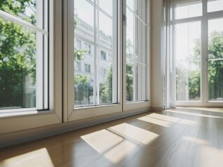 Fototapeta premium Bright Daylight Streaming Through a Sunlit Room with Large Windows