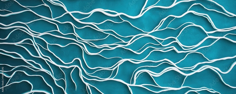 Poster Chalkboard abstract background idea. Abstract wave patterns creating a dynamic and vibrant composition on a teal background.