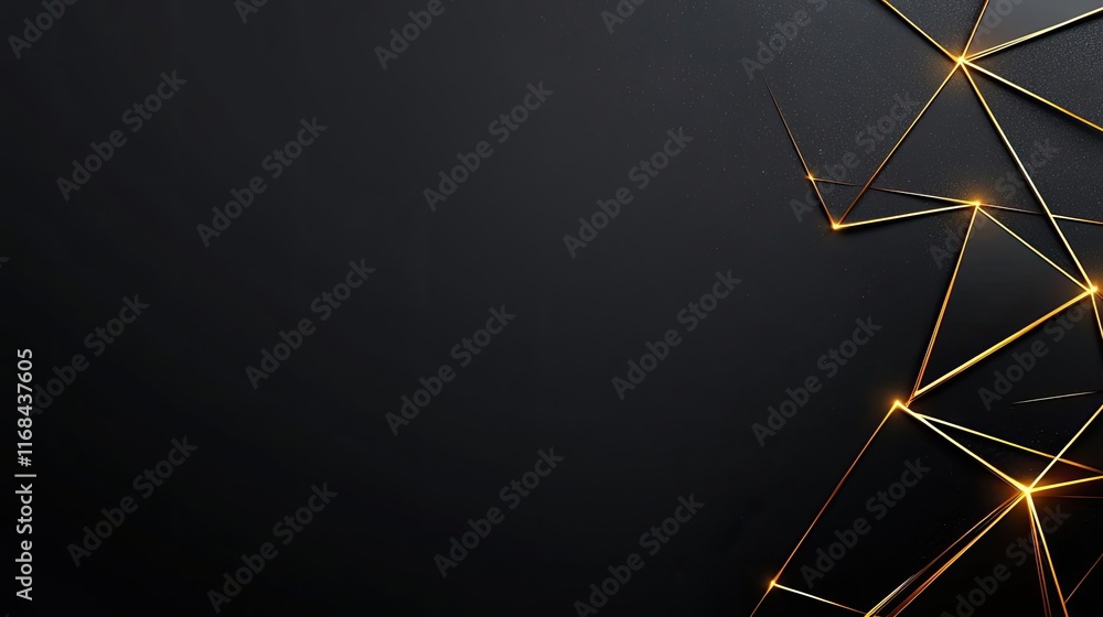 Poster Chalkboard abstract background idea. Elegant abstract background with golden lines on a dark surface for modern designs.