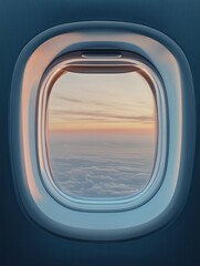 Airplane Window View: Serene Sunset from 30,000 Feet