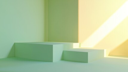 Minimalist Green Yellow Corner Display Platform