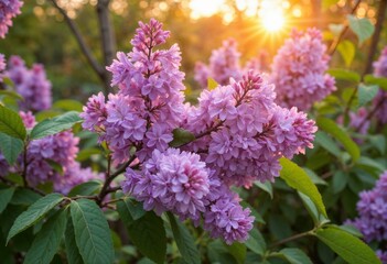 Obraz premium Ethereal Purple Lilac Blooms in Golden Evening Light