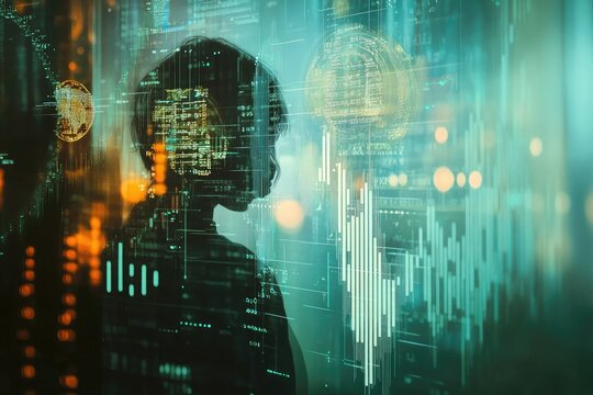 A silhouette of a child against a backdrop of digital data and technology visuals. - Powered by Adobe