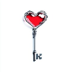 Heart-Shaped Key with Red Liquid Filling Symbolizing Love and Passion in Creative Design