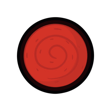 Ketchup dip sauce top view in flat icon vector illustration for food ingredient and seasoning