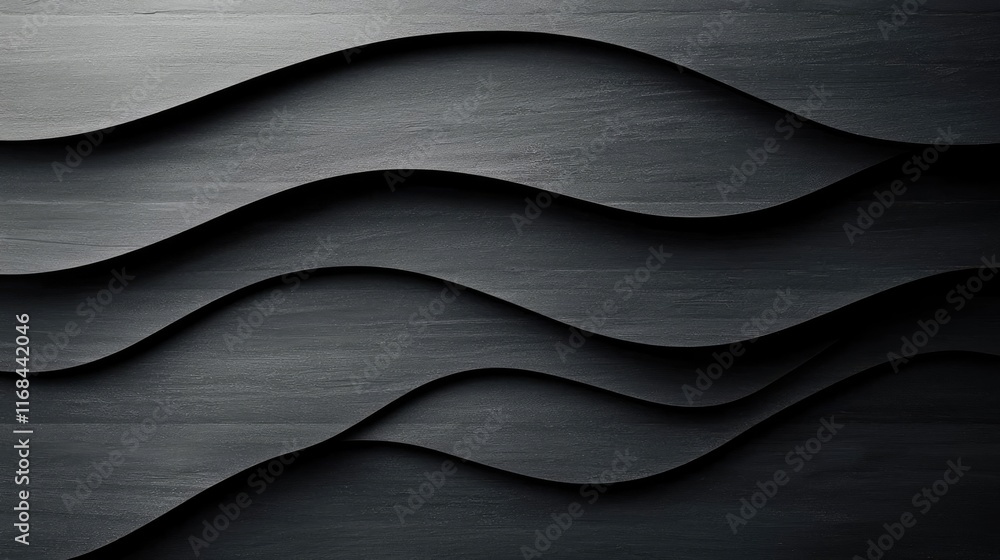 Poster Chalkboard abstract background idea. Abstract black wave pattern design with smooth texture for creative backgrounds.