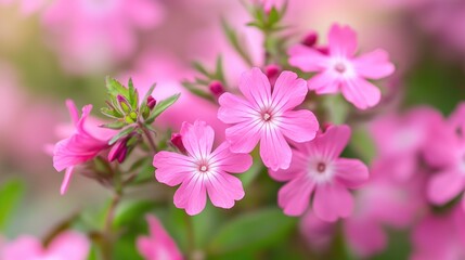 Fototapeta premium Delicate Pink Flowers Blooming In Garden