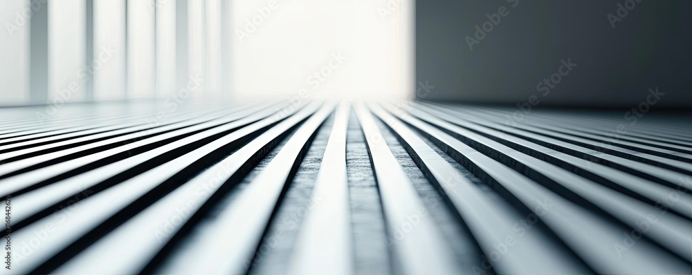 Aufkleber Grid abstract background idea. A minimalistic view of sleek metal lines creating depth in architectural design.