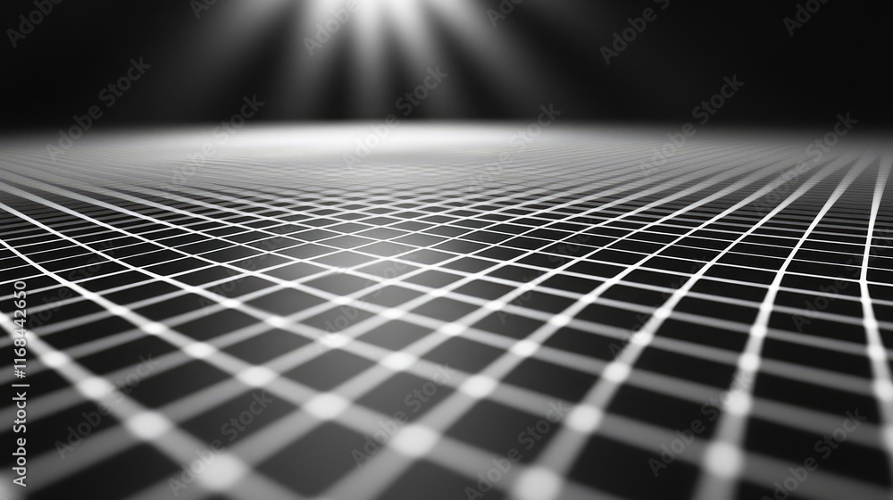 Aufkleber Grid abstract background idea. Abstract grid pattern with light shading creating depth and dimension in monochrome tones.
