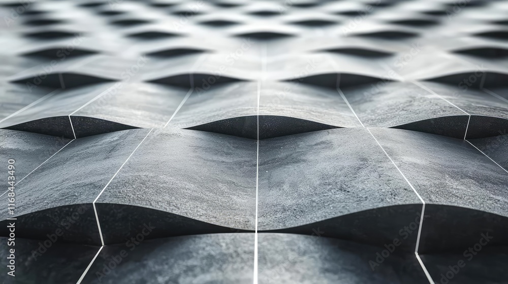 Poster Grid abstract background idea. Close-up view of textured, wavy architectural surface in modern design.