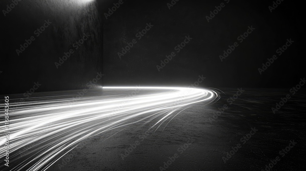 Aufkleber Chalkboard abstract background idea. Long exposure of light trails in a dark tunnel, creating dynamic motion and contrast.