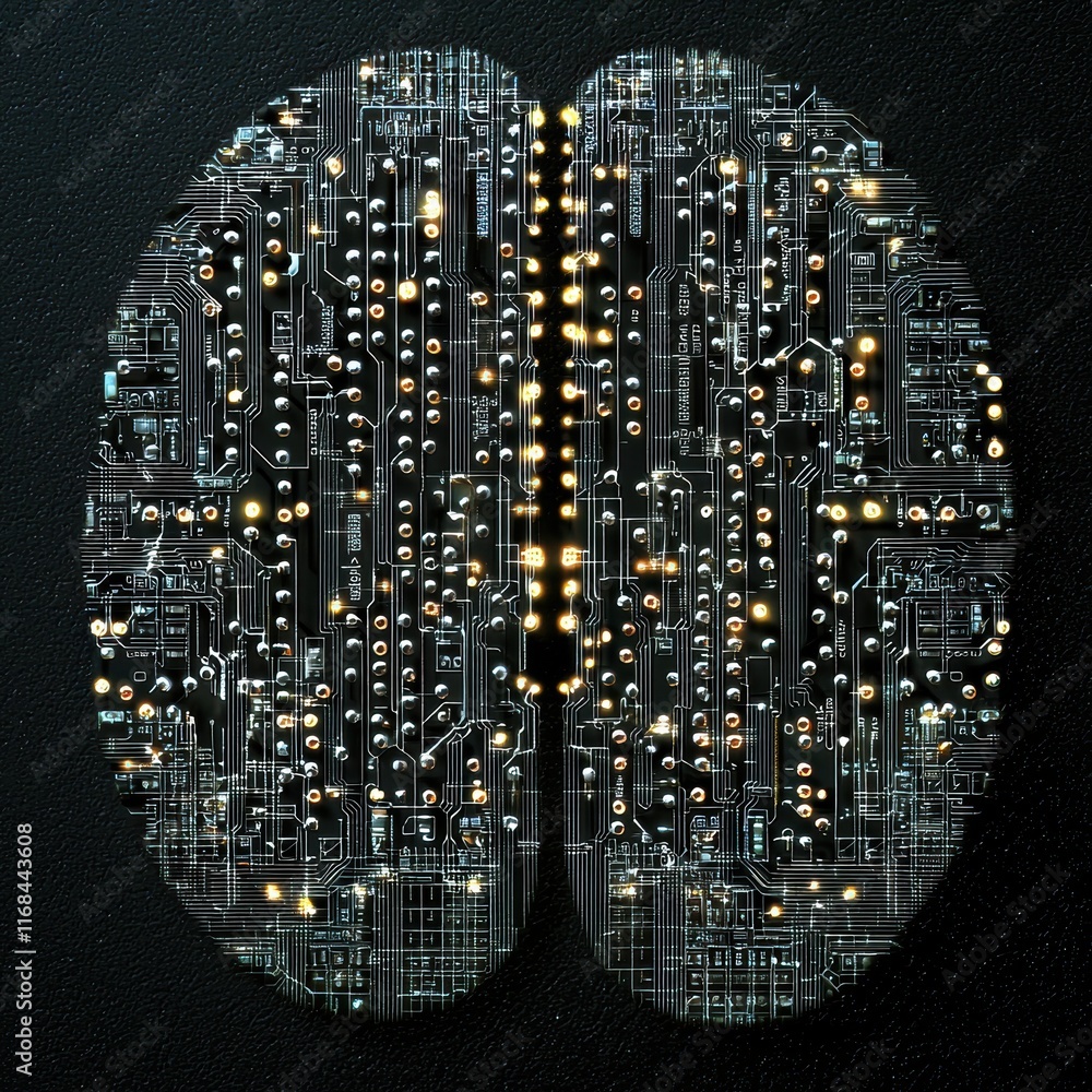 Aufkleber abstract digital brain design combining technology and creativity in a striking visual.
