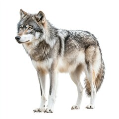 Fototapeta premium Gray wolf on white surface