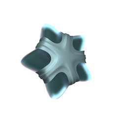 3D holographic star with chrome metallic textures and reflective Y2K aesthetics.