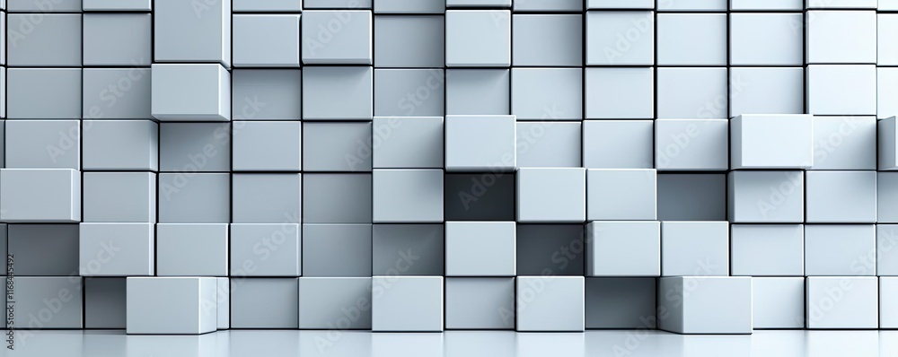 Poster Grid abstract background idea. Abstract 3D representation of white cubes arranged in a modern composition.