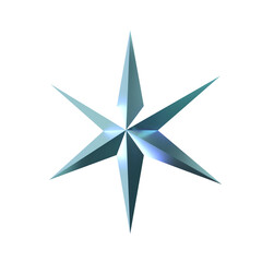 3D holographic star with chrome metallic textures and reflective Y2K aesthetics.