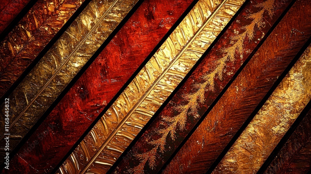 Poster textured background with golden and red diagonal stripes in a vibrant abstract style