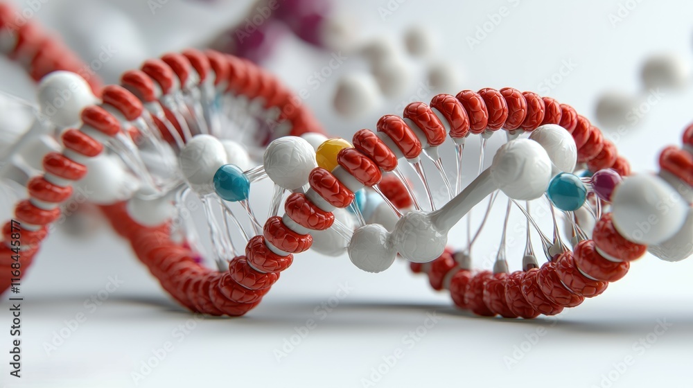 Aufkleber close-up view of colorful dna helix structure representing genetic science and biotechnology
