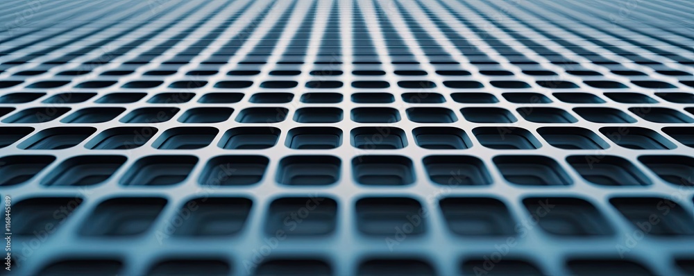 Poster Grid abstract background idea. Close-up view of a metal mesh surface, showcasing intricate patterns and textures.