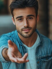 Fototapeta premium Youthful Vibes - Handsome Young Man Offering Help