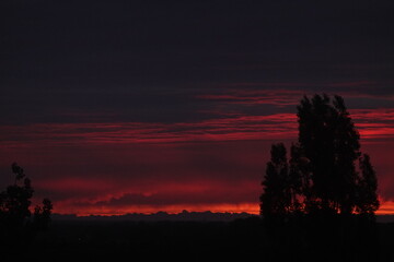 Obraz premium Orange sunset and clouds