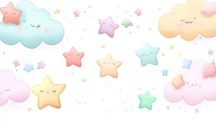 Pastel Clouds and Sleeping Stars Decorate a Dreamy Sky