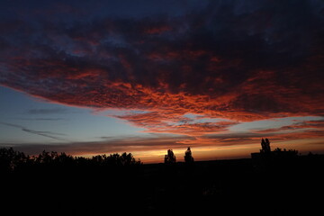 Orange sunset and clouds