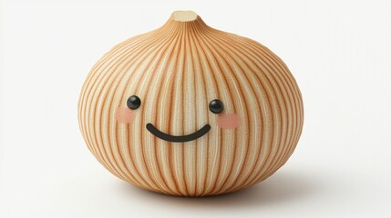 Happy cartoon onion, studio shot, white background, food illustration