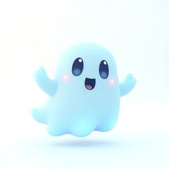 Obraz premium Adorable 3D Render of a Cute Ghost: A Whimsical Halloween Character