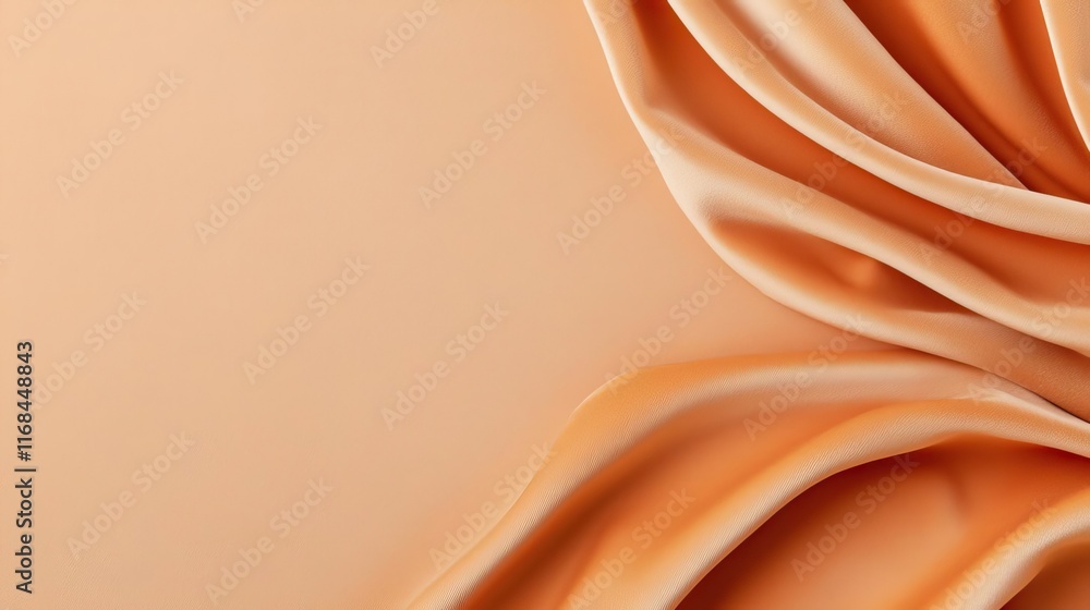 Poster Velvet abstract background concept. Elegant fabric folds create a soft, warm atmosphere in subtle peach tones.