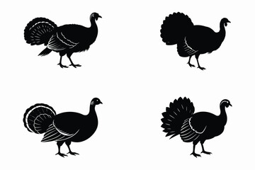 Festive Turkey Silhouette Vector Set