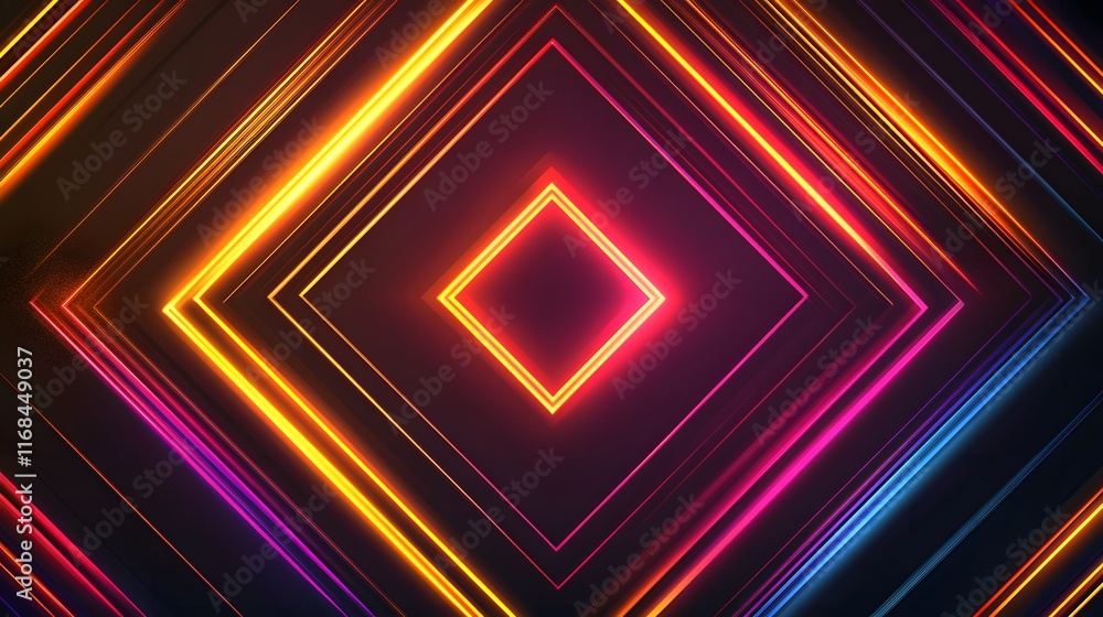 Poster abstract neon geometric lines form a vivid pattern