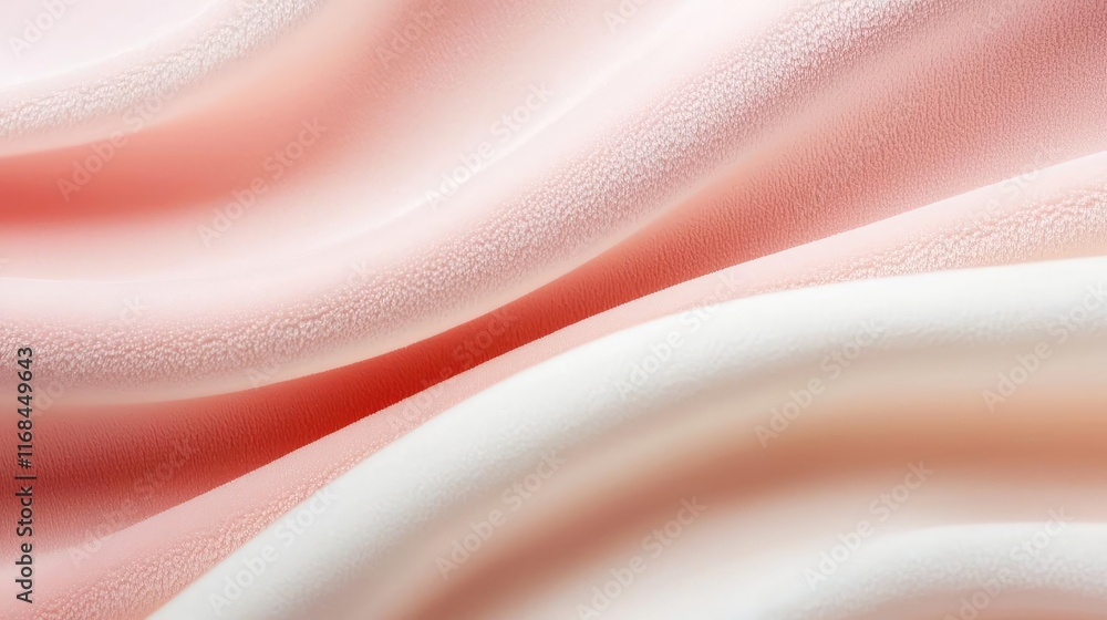 Poster Velvet abstract background concept. Soft waves of pink and white fabric create a serene, elegant composition.