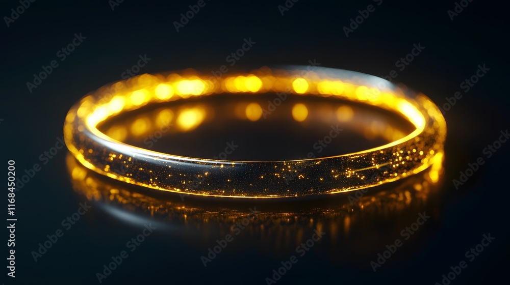 Poster glowing circular object with internal sparkle