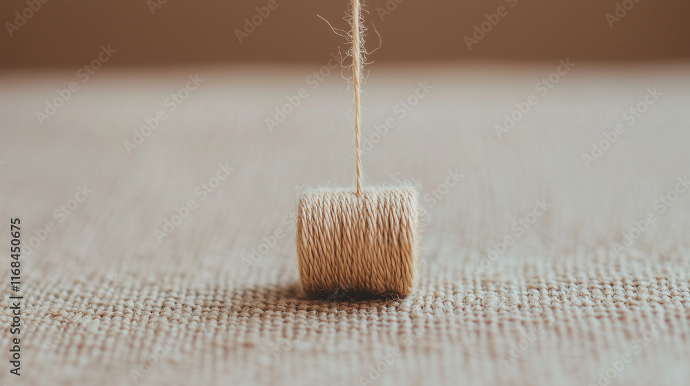 Poster twine and texture: a close-up shot of a simple spool of twine, capturing the intricate details of it
