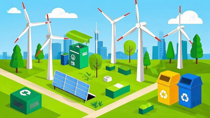 a cartoon of a green environment
